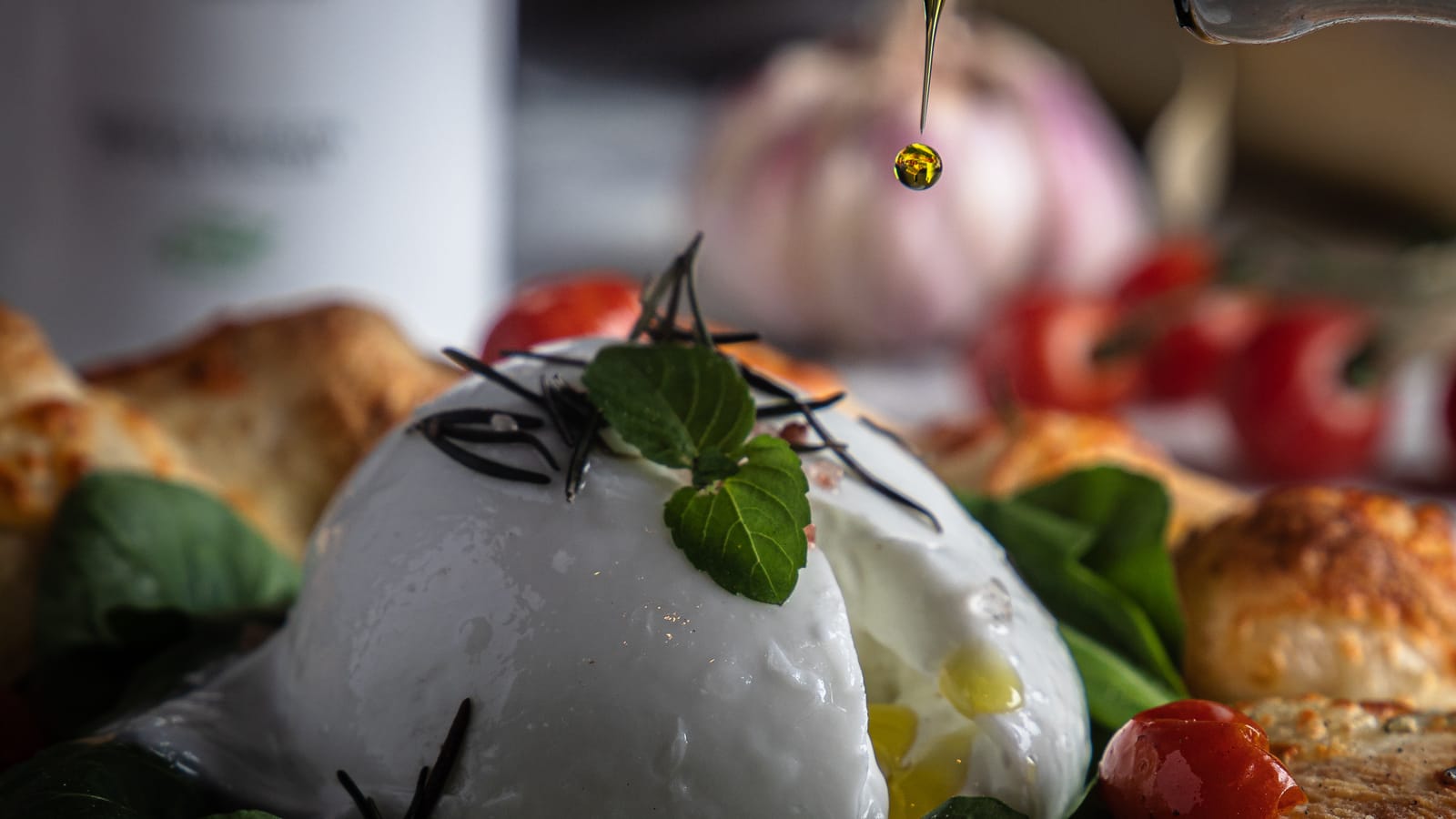 Focaccia com burrata da La Pimpollina